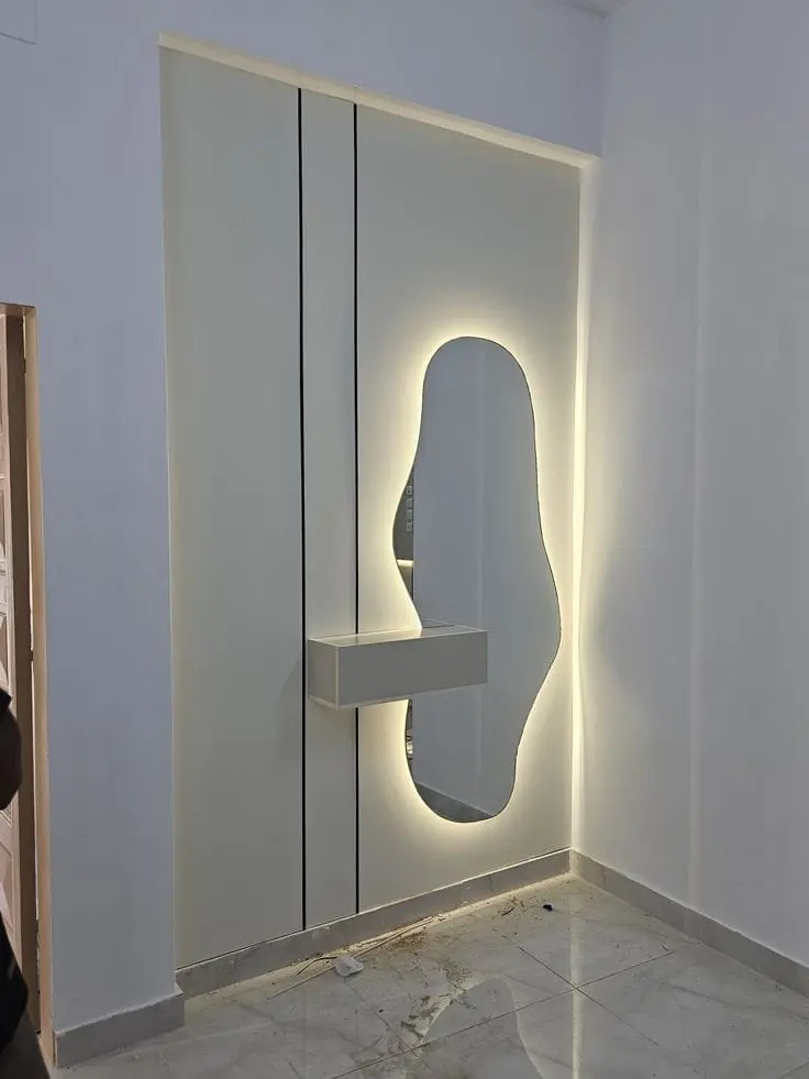 جدار مرايا فاخر مع إضاءة LED